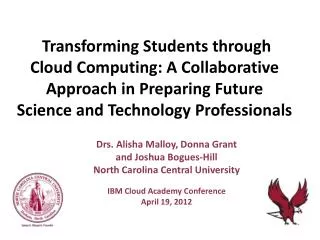 Drs. Alisha Malloy, Donna Grant and Joshua Bogues-Hill North Carolina Central University