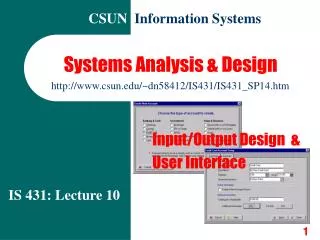 Systems Analysis &amp; Design