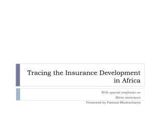 Tracing the Insurance Development in Africa