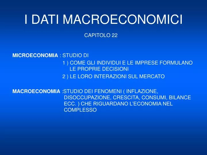 i dati macroeconomici