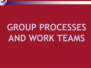 GROUP PROCESSES AND WORK TEAMS