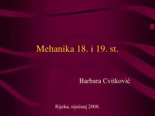 mehanika 18 i 19 st