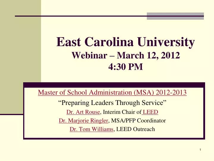 east carolina university webinar march 12 2012 4 30 pm