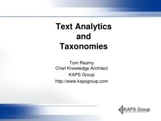 Text Analytics and Taxonomies