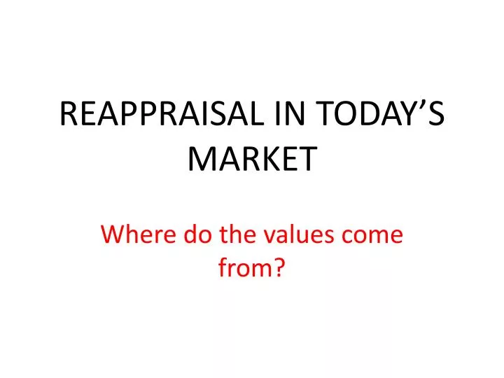 reappraisal in today s market