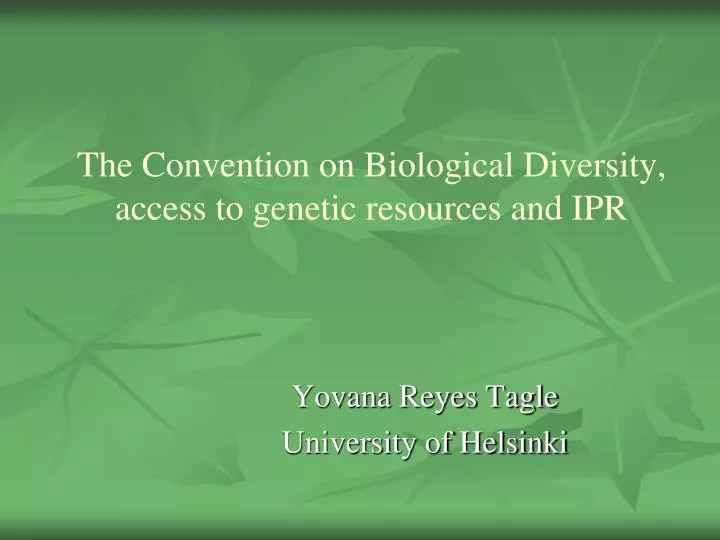 the convention on biological diversity access to genetic resources and ipr