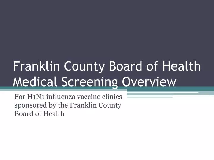 franklin county board of health medical screening overview