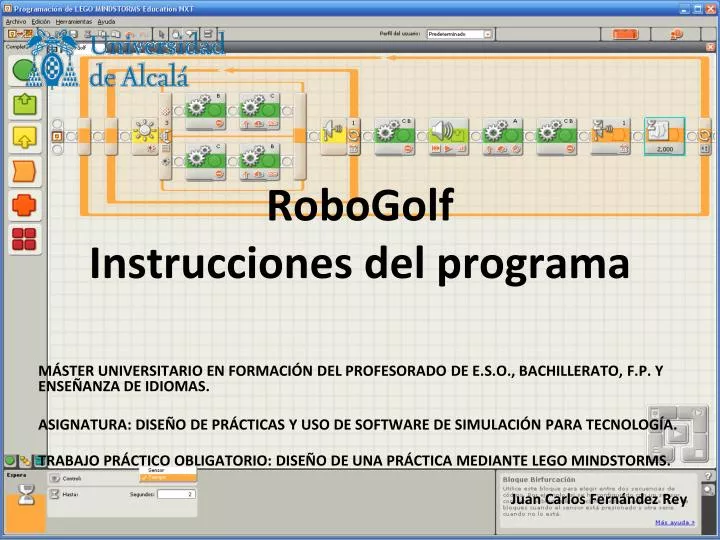 robogolf instrucciones del programa