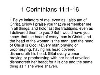 1 Corinthians 11:1-16