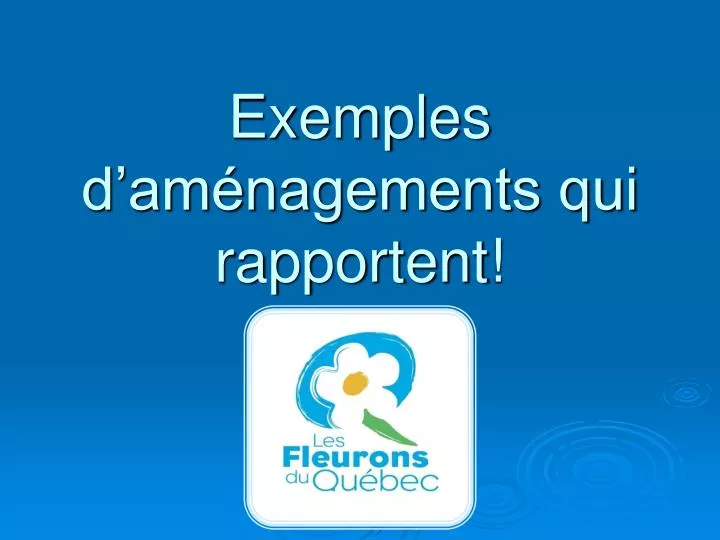 exemples d am nagements qui rapportent