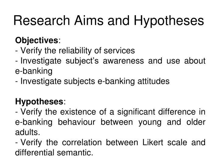 research aims and hypotheses