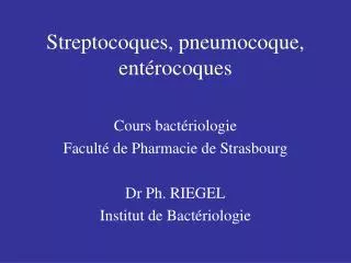 streptocoques pneumocoque ent rocoques