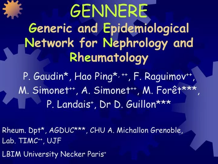 gennere g eneric and e pidemiological n etwork for n ephrology and r h e umatology