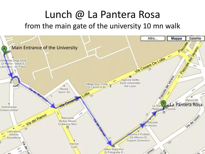 lunch @ la pantera rosa from the main gate of the university 10 mn walk
