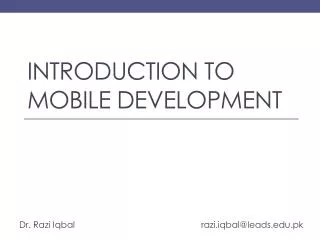 Introduction to Mobile development