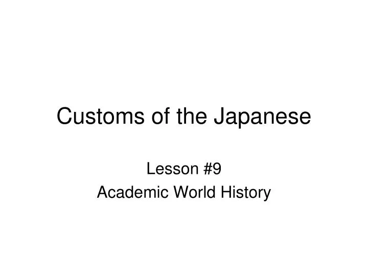 customs of the japanese