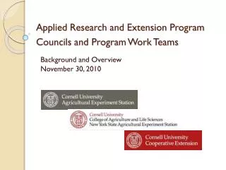 Applied Research and Extension Program Councils and Program Work Teams