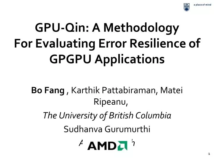 gpu qin a methodology for evaluating error resilience of gpgpu applications