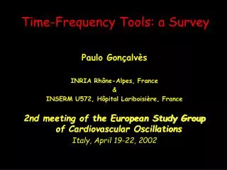 Time-Frequency Tools: a Survey