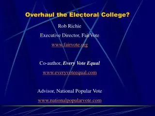 Overhaul the Electoral College?