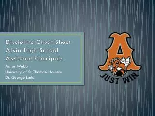 Discipline Cheat Sheet Alvin High School Assistant Principals