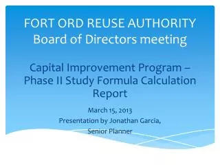 FORT ORD REUSE AUTHORITY Board of Directors meeting