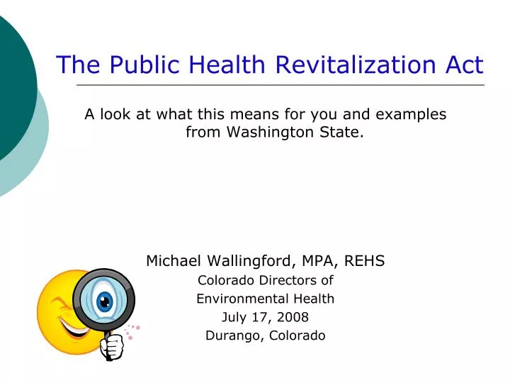 the public health revitalization act