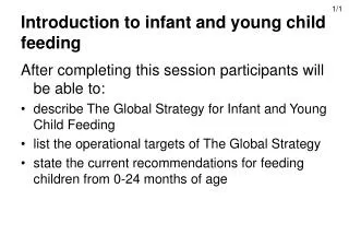Introduction to infant and young child feeding