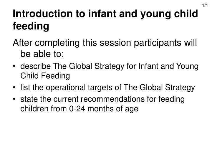 introduction to infant and young child feeding