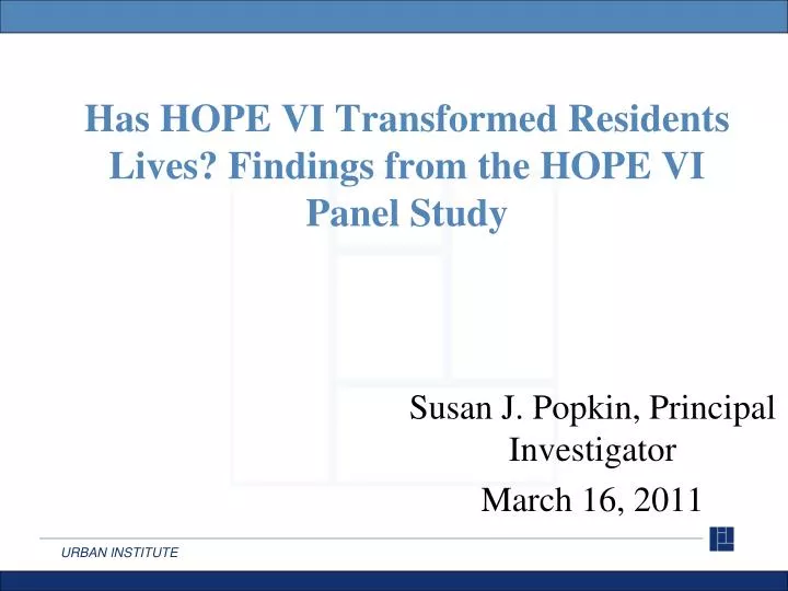 has hope vi transformed residents lives findings from the hope vi panel study