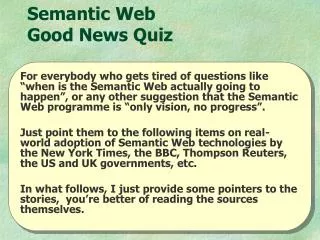 Semantic Web Good News Quiz