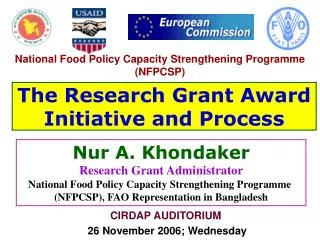 The Research Grant Award Initiative and Process
