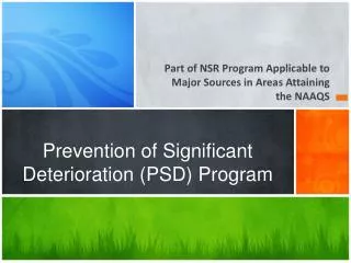 Prevention of Significant Deterioration (PSD) Program