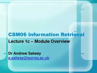 CSM06 Information Retrieval