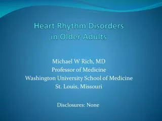 Heart Rhythm Disorders in Older Adults