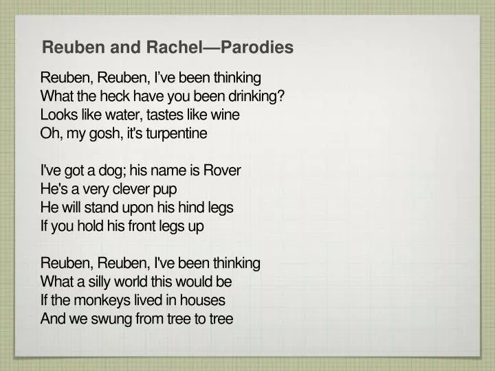 reuben and rachel parodies