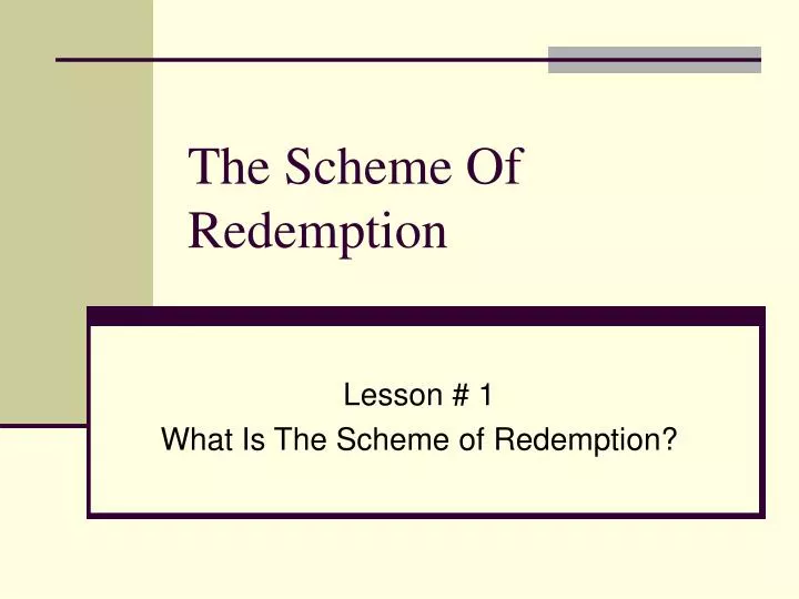 the scheme of redemption