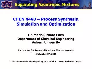 Separating Azeotropic Mixtures