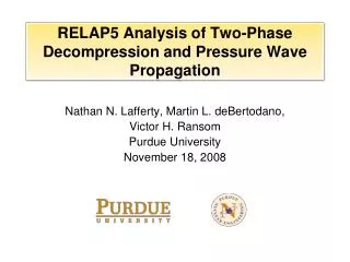RELAP5 Analysis of Two-Phase Decompression and Pressure Wave Propagation