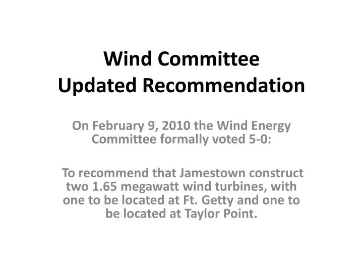wind committee updated recommendation