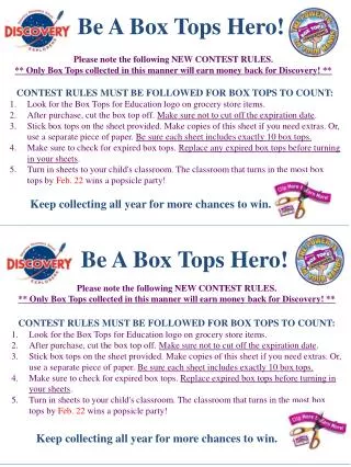 CONTEST RULES MUST BE FOLLOWED FOR BOX TOPS TO COUNT: