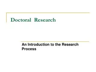 Doctoral Research