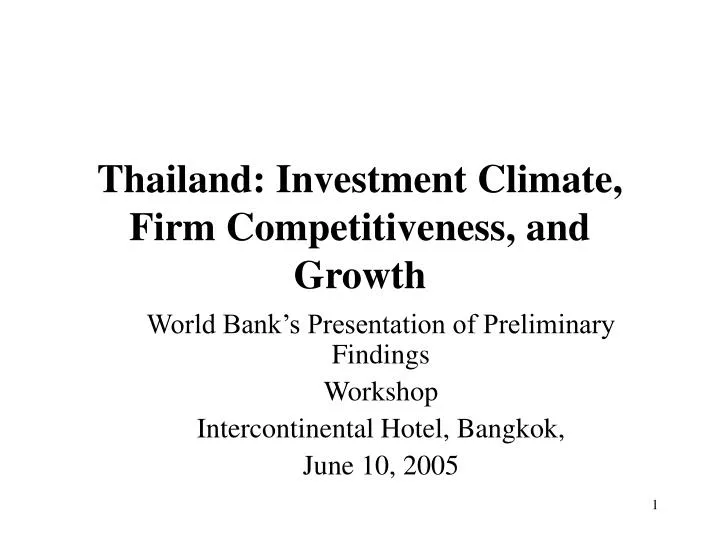 thailand investment climate firm competitiveness and growth