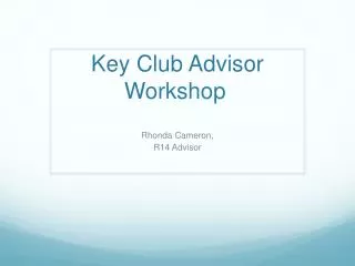 Key Club Advisor Workshop