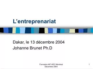 l entreprenariat