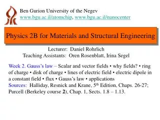 Physics 2B for Materials and Structural Engineering