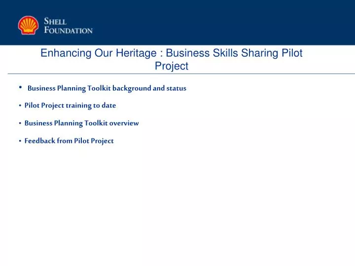enhancing our heritage business skills sharing pilot project