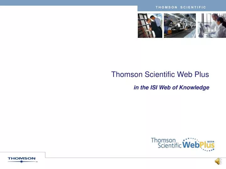 thomson scientific web plus in the isi web of knowledge