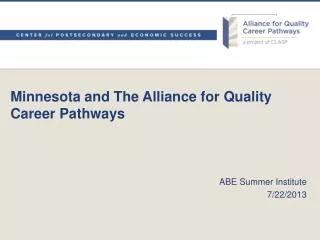 Minnesota and The Alliance for Quality Career Pathways