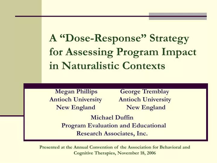 a dose response strategy for assessing program impact in naturalistic contexts
